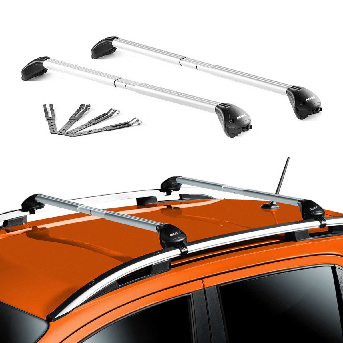 Mini Clubman Roof Rack - Omac - Stark Raised 2 Pcs (80-110 cm) - Silver - '09-'14